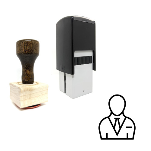 "Businessman" rubber stamp with 3 sample imprints of the image