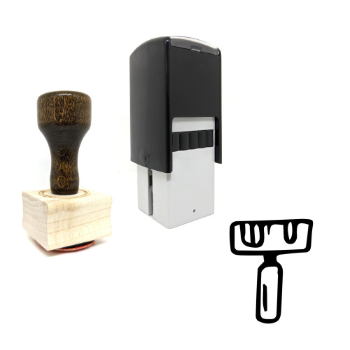 "Brush" rubber stamp with 3 sample imprints of the image