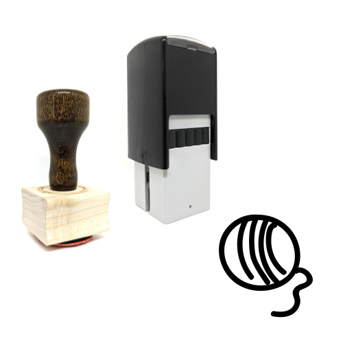 "Yarn Ball" rubber stamp with 3 sample imprints of the image