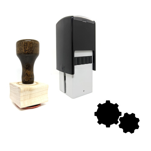 "Gears" rubber stamp with 3 sample imprints of the image