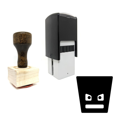 "Block Head" rubber stamp with 3 sample imprints of the image