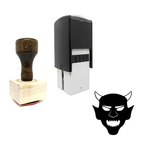 "Demon" rubber stamp with 3 sample imprints of the image