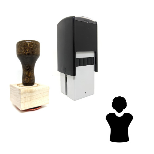 "Woman" rubber stamp with 3 sample imprints of the image