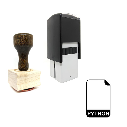"Python File" rubber stamp with 3 sample imprints of the image