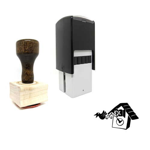 "Cuckoo Clock" rubber stamp with 3 sample imprints of the image