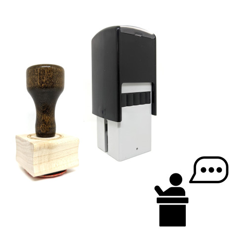 "Speech" rubber stamp with 3 sample imprints of the image