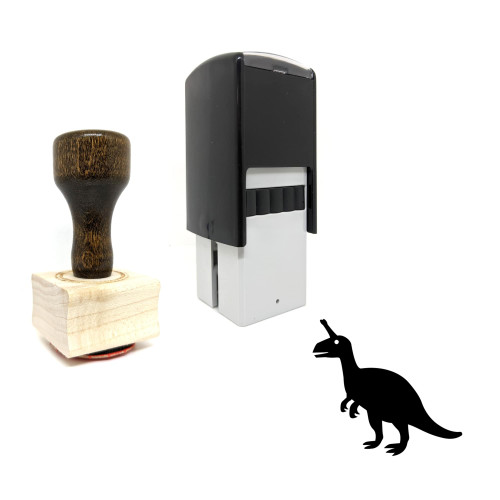 "Tsintaosaurus" rubber stamp with 3 sample imprints of the image