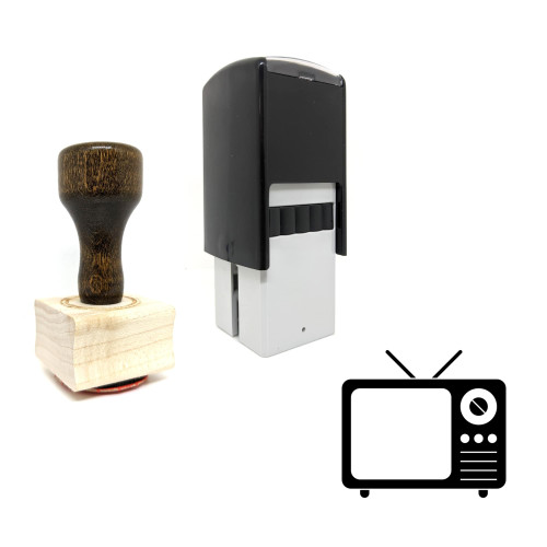 "TV" rubber stamp with 3 sample imprints of the image