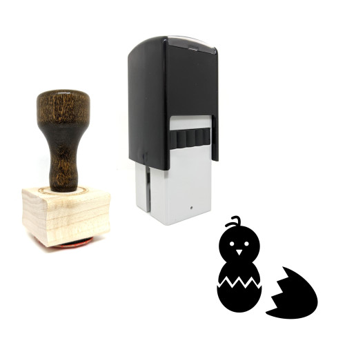 "Chick" rubber stamp with 3 sample imprints of the image