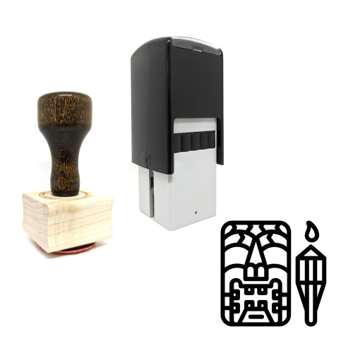 "Tiki" rubber stamp with 3 sample imprints of the image