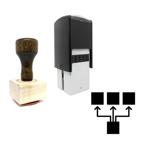 "Organizational Chart" rubber stamp with 3 sample imprints of the image