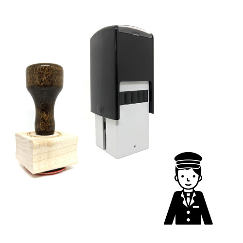 "Man In Uniform" rubber stamp with 3 sample imprints of the image