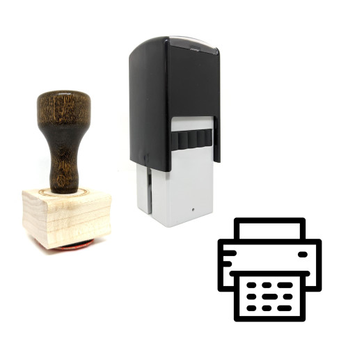 "Printer" rubber stamp with 3 sample imprints of the image
