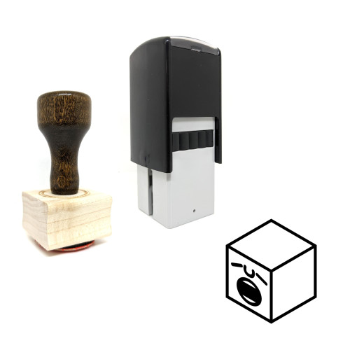 "Yawning Cube Face" rubber stamp with 3 sample imprints of the image