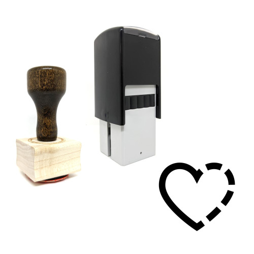 "Half Heart" rubber stamp with 3 sample imprints of the image