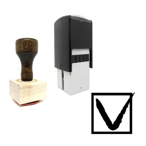 "Checkbox" rubber stamp with 3 sample imprints of the image