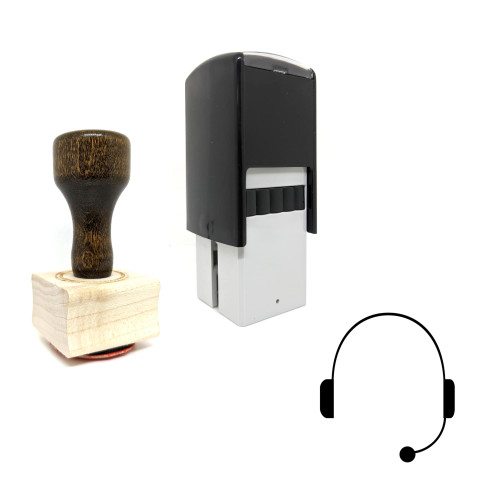 "Headset" rubber stamp with 3 sample imprints of the image