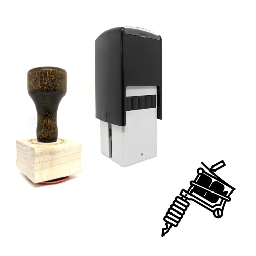 "Tattoo Machine" rubber stamp with 3 sample imprints of the image
