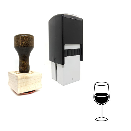 "Wine" rubber stamp with 3 sample imprints of the image