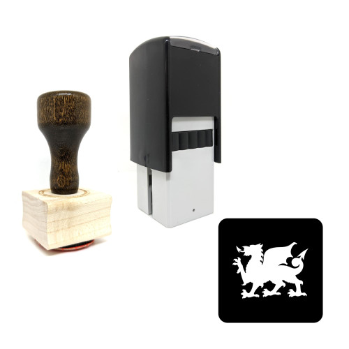 "Wales" rubber stamp with 3 sample imprints of the image