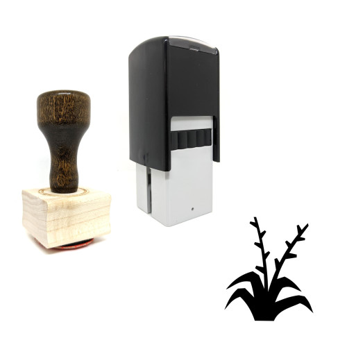 "Flax Bush" rubber stamp with 3 sample imprints of the image