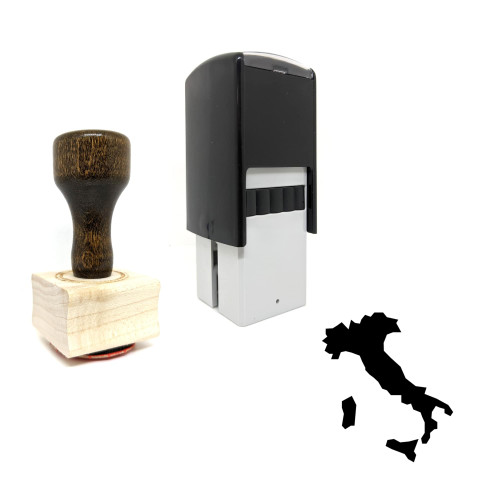"Italy" rubber stamp with 3 sample imprints of the image