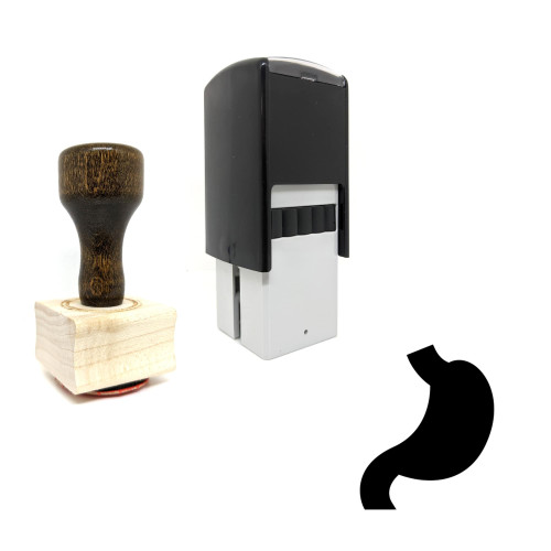 "Stomach" rubber stamp with 3 sample imprints of the image