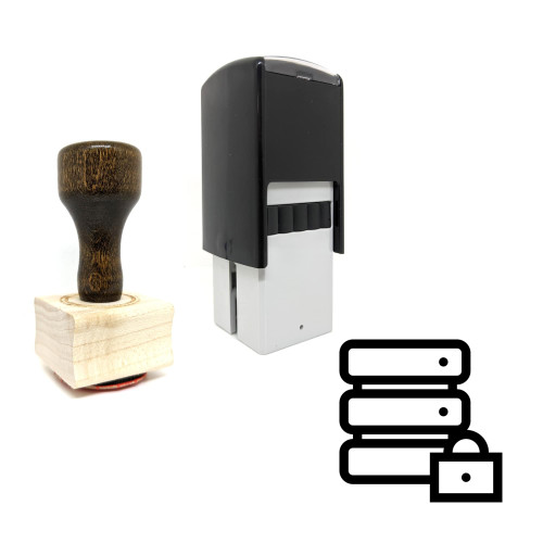 "Database Locked" rubber stamp with 3 sample imprints of the image