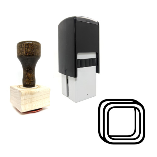"Rounded Square" rubber stamp with 3 sample imprints of the image