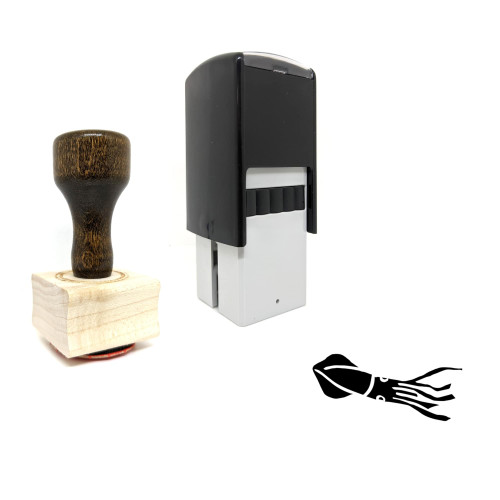 "Squid" rubber stamp with 3 sample imprints of the image