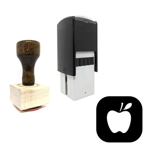 "Apple" rubber stamp with 3 sample imprints of the image