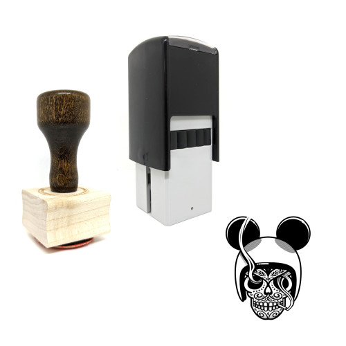 "Calavera" rubber stamp with 3 sample imprints of the image
