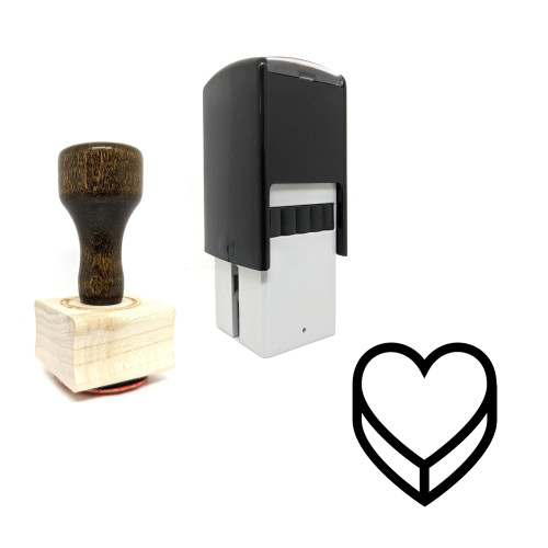 "Heart Gift Box" rubber stamp with 3 sample imprints of the image