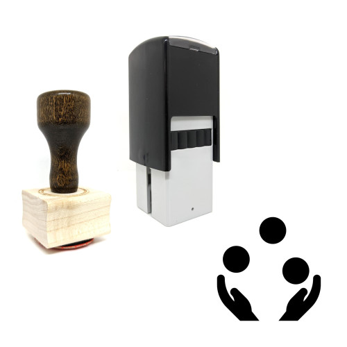 "Juggling" rubber stamp with 3 sample imprints of the image