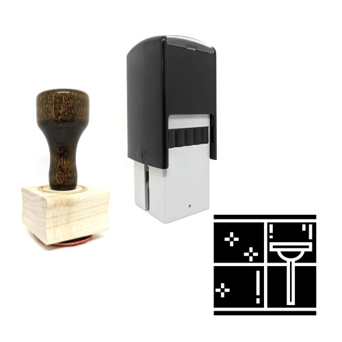 "Window Cleaning" rubber stamp with 3 sample imprints of the image