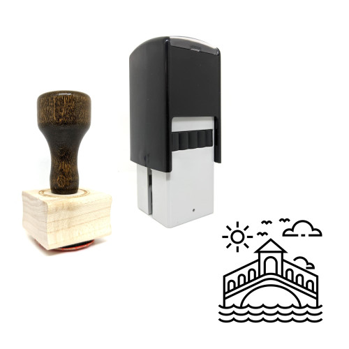 "Rialto Bridge" rubber stamp with 3 sample imprints of the image