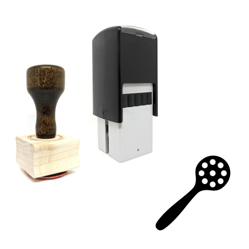 "Slotted Spatula" rubber stamp with 3 sample imprints of the image
