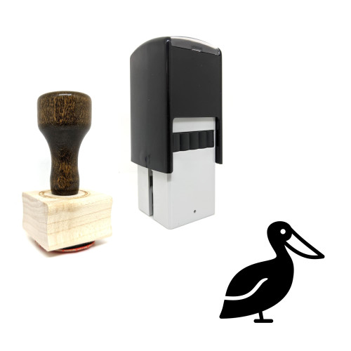 "Pelican" rubber stamp with 3 sample imprints of the image