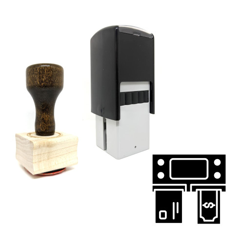 "Automated Teller Machine" rubber stamp with 3 sample imprints of the image
