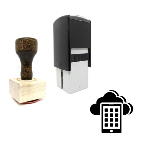 "Online Mobile Theme Savings" rubber stamp with 3 sample imprints of the image