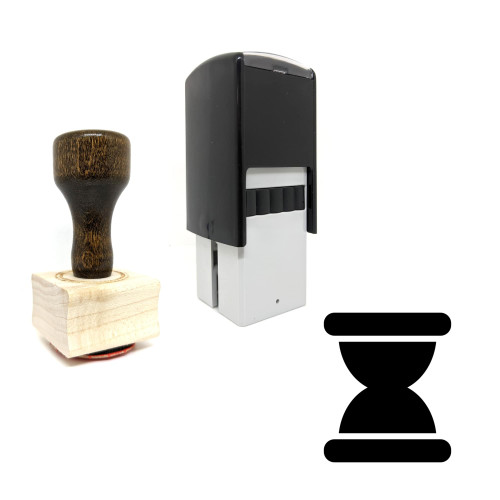 "Hourglass" rubber stamp with 3 sample imprints of the image