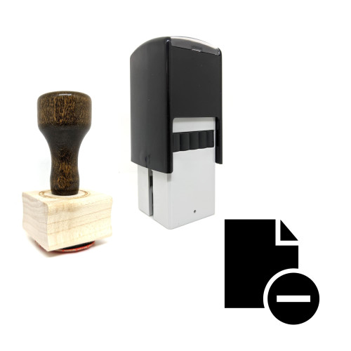 "File Minus" rubber stamp with 3 sample imprints of the image