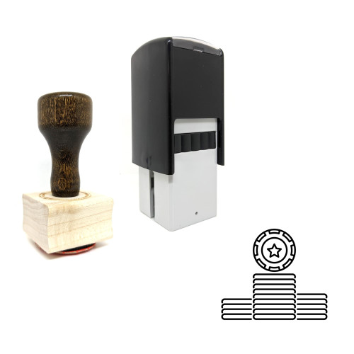 "Chips" rubber stamp with 3 sample imprints of the image