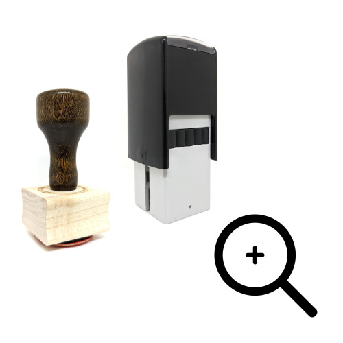 "Zoom In" rubber stamp with 3 sample imprints of the image