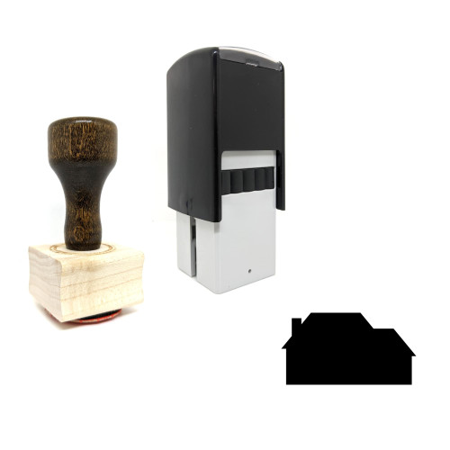 "House" rubber stamp with 3 sample imprints of the image