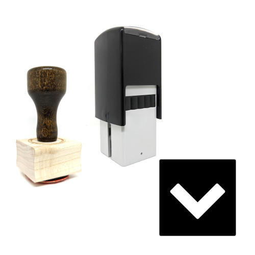 "Down" rubber stamp with 3 sample imprints of the image