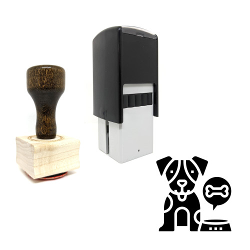 "Dog" rubber stamp with 3 sample imprints of the image