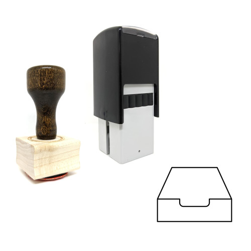 "Tray" rubber stamp with 3 sample imprints of the image