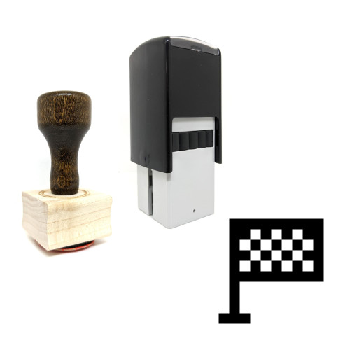 "Checkered Flag" rubber stamp with 3 sample imprints of the image