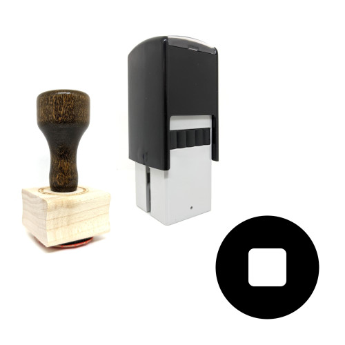 "Stop Button" rubber stamp with 3 sample imprints of the image